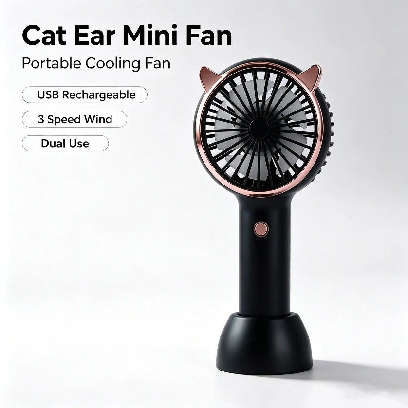 Ventilador de Mano con Orejas  - Usb Fan Silent reseña y precio