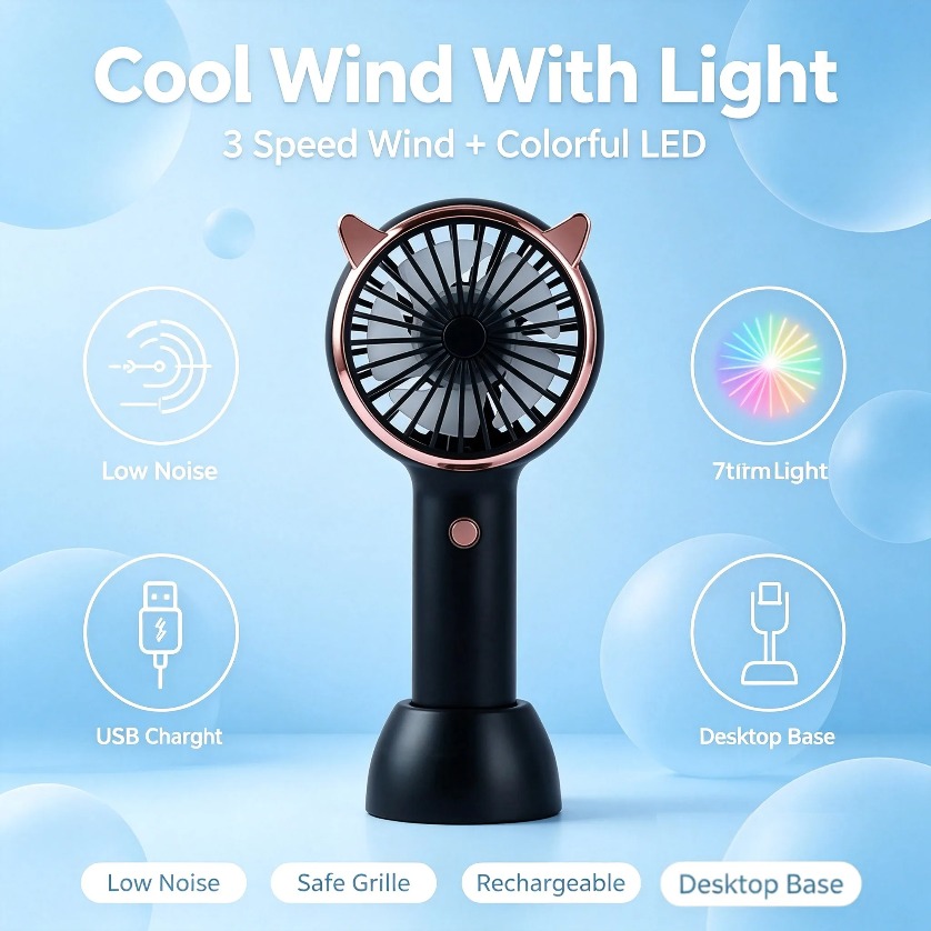 Ventilador de Mano con Orejas  - Usb Fan Silent reseña y precio